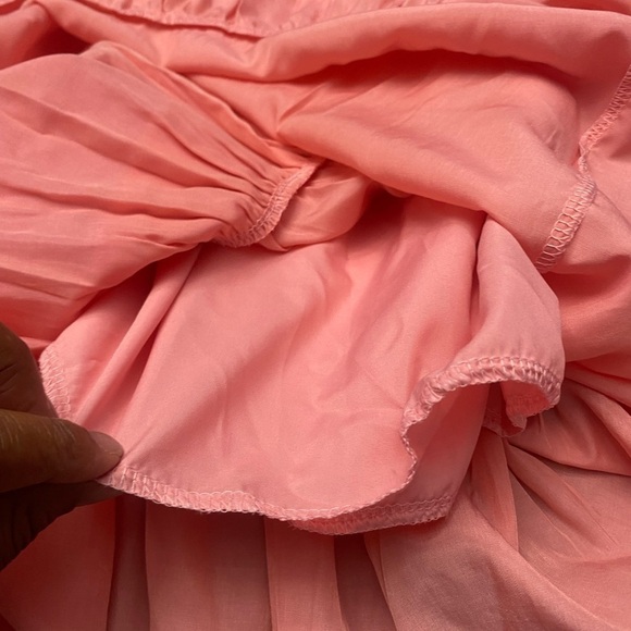 Women’s Halter Midi Dress Sz L Peach Tiered Rayon Blend Sheer  Beach Sundress - Picture 5 of 8